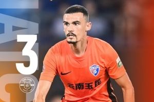 中超联赛第17轮，客场作战的云南玉昆最终以1-3不敌对手浙江队